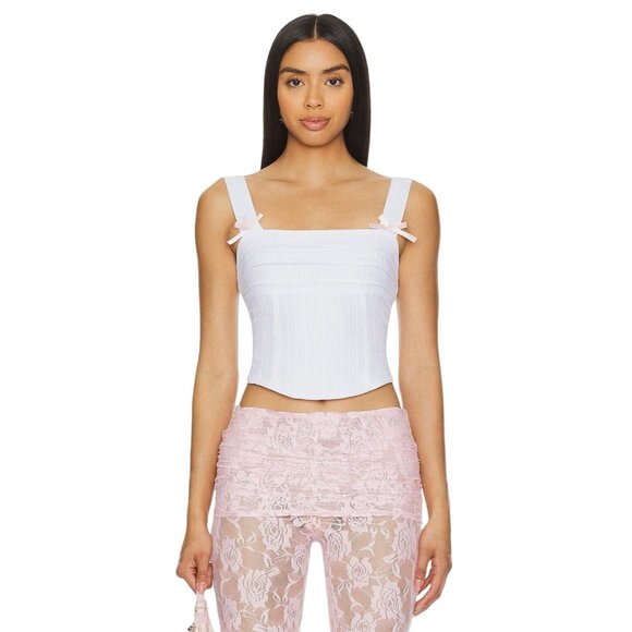 MORE TO COME Helena Top in White Small New Womens Eyelet Sleeveless Tank - Picture 1 of 9